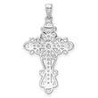 Sterling Silver Rhodium-plated CZ Fancy Cross Pendant
