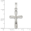 Sterling Silver Rhodium-plated Polished Rounded Ends Crucifix Pendant
