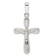 Sterling Silver Rhodium-plated Polished Rounded Ends Crucifix Pendant