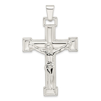 Sterling Silver Polished Crucifix Pendant