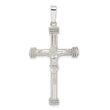 Sterling Silver Polished w/Rope Ends Hollow Crucifix Pendant
