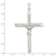Sterling Silver Polished and Texture Tube Crucifix Cross Pendant