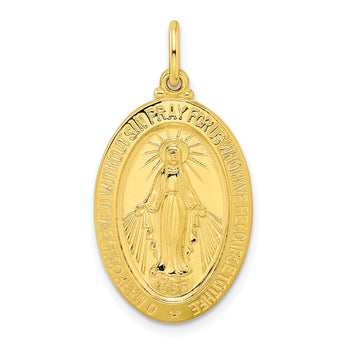 Sterling Silver Gold-tone Polished Solid Miraculous Medal Pendant