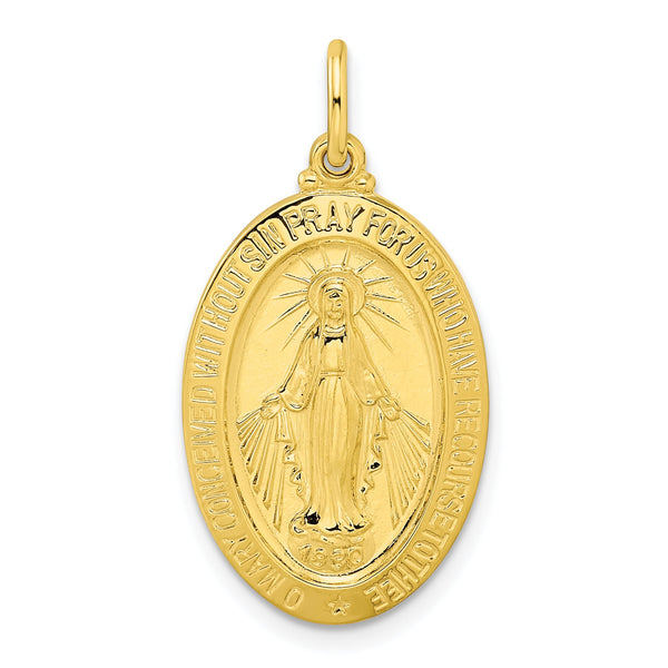 Sterling Silver Gold-tone Polished Solid Miraculous Medal Pendant