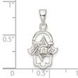Sterling Silver Polished Chai in Star of David Hamsa Pendant