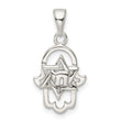 Sterling Silver Polished Chai in Star of David Hamsa Pendant