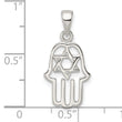 Sterling Silver Polished Chamseh w/Star of David Pendant