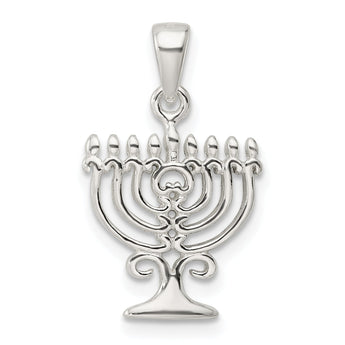 Sterling Silver Polished Menorah Pendant