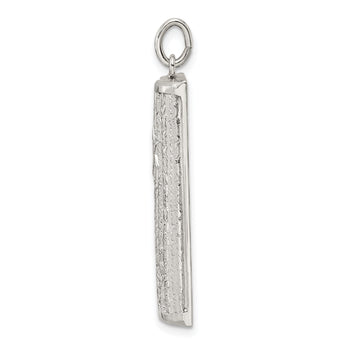 Sterling Silver Polished and Textured Solid Mezuzah w/Star of David Pendant