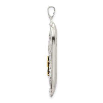 Sterling Silver Polished Solid Mezuzah w/Enameled Star of David Pendant