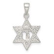 Sterling Silver Polished and D/C Star of David w/Chai Pendant