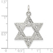 Sterling Silver Polished Textured Solid Star of David Pendant