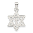 Sterling Silver Polished and D/C Star of David w/Cross Pendant