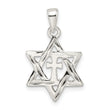 Sterling Silver Polished and D/C Star of David w/Cross Pendant
