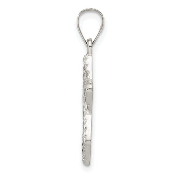 Sterling Silver Polsihed and Textured Solid Star of David Pendant