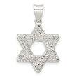 Sterling Silver Polsihed and Textured Solid Star of David Pendant