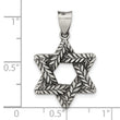 Sterling Silver Antiqued and Textured Solid Star of David Pendant