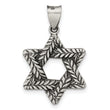 Sterling Silver Antiqued and Textured Solid Star of David Pendant
