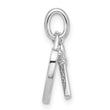 Sterling Silver Rhodium-plated CZ Key and Heart Pendant