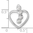 Sterling Silver Rhodium-plated with CZ Open Heart Slide Pendant