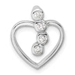Sterling Silver Rhodium-plated with CZ Open Heart Slide Pendant