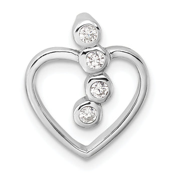 Sterling Silver Rhodium-plated with CZ Open Heart Slide Pendant
