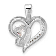 Sterling Silver Rhodium-plated CZ Heart Pendant