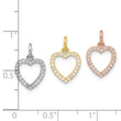 Sterling Silver Rhodium-plated Gold and Rose-tone CZ 3 Hearts Pendant