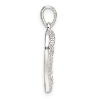 Sterling Silver Rose-tone Polished D/C CZ Open Heart Pendant