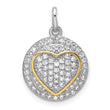 Sterling Silver Gold-plated CZ Heart Circle Pendant