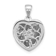 Sterling Silver w/14k accent Rh-plated CZ Cluster Oxidized Heart Pendant