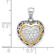 Sterling Silver w/14k accent Rh-plated CZ Cluster Oxidized Heart Pendant