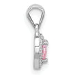 Sterling Silver Rhodium-plated Clear and Pink CZ Heart Pendant