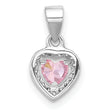 Sterling Silver Rhodium-plated Clear and Pink CZ Heart Pendant