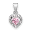 Sterling Silver Rhodium-plated Clear and Pink CZ Heart Pendant