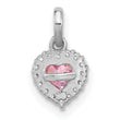 Sterling Silver Rhodium-plated Polished Pink and White CZ Heart Pendant