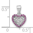 Sterling Silver Rhodium-plated Clear and Pink CZ  Heart Pendant