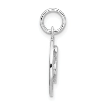 Sterling Silver Rhodium-plated Polished/Hammered Circle Heart Pendant