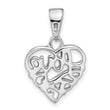 Sterling Silver Rhodium-plated Polished Hollow Love Pendant