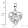 Sterling Silver Rhodium-plated Polished Hollow Love Pendant