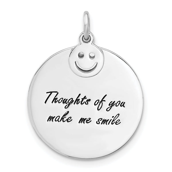 Sterling Silver Rh-plated Enameled THOUGHTS OF YOU.. Pendant