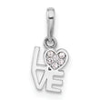 Sterling Silver Rhodium-plated CZ LOVE Pendant