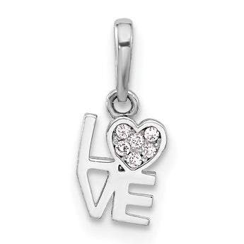 Sterling Silver Rhodium-plated CZ LOVE Pendant