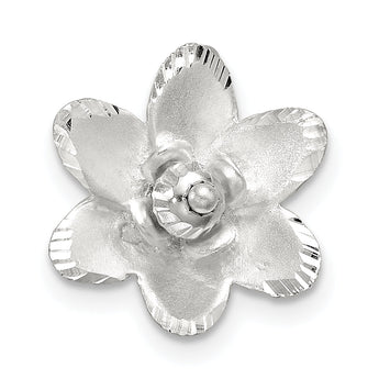 Sterling Silver Satin and D/C Flower Pendant