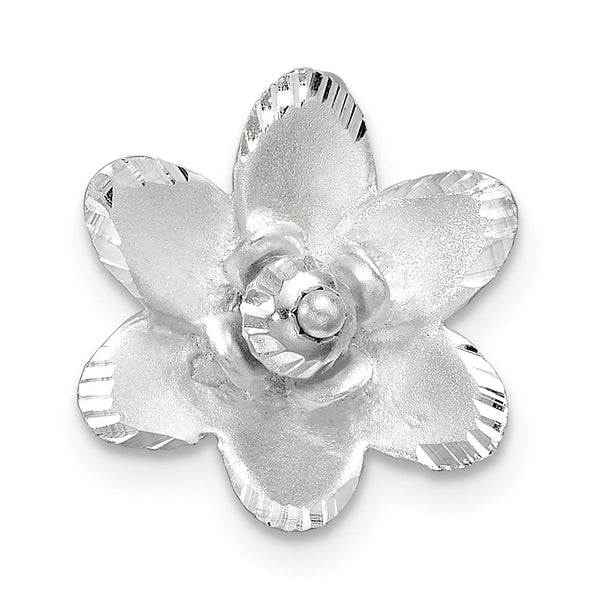 Sterling Silver Satin and D/C Flower Pendant