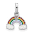Sterling Silver Rhodium-plated Enameled Glitter Rainbow Pendant