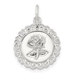 Sterling Silver E-coated Rose Charm