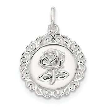 Sterling Silver E-coated Rose Charm