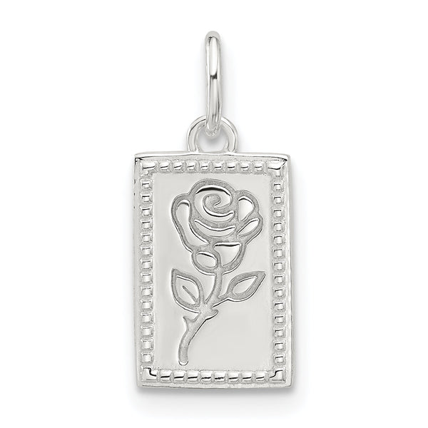 Sterling Silver E-coated Rose Charm