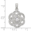 Sterling Silver E-coated CZ Flower Pendant